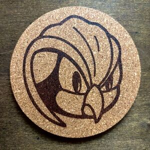 Pokemon Pidgeot Face Laser Engraved Cork Coaster
